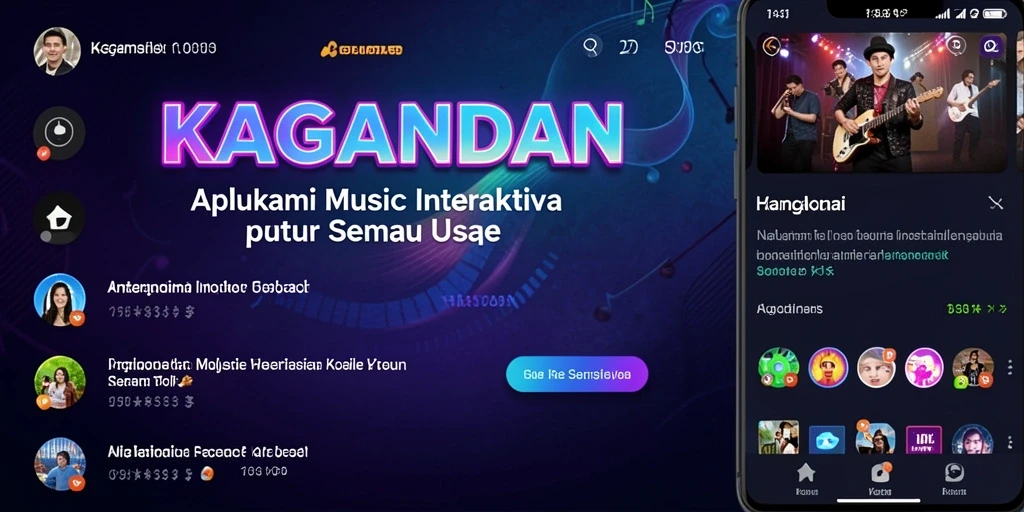 Tampilan gameplay KAGANDAN dengan berbagai pilihan lagu dan irama.