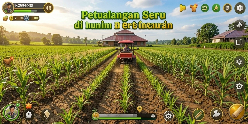 Tampilan gameplay KOPI4D yang menarik dengan kegiatan bercocok tanam.