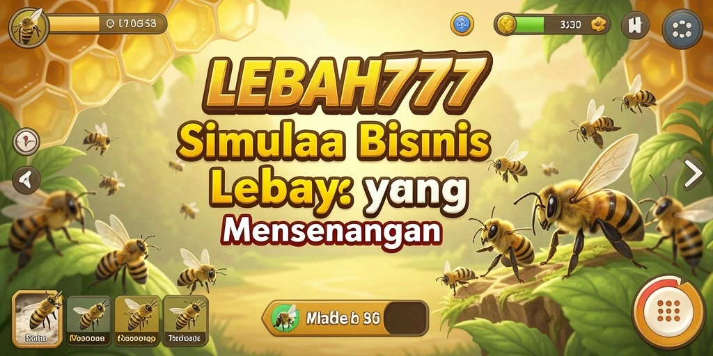 Screenshot gameplay LEBAH777 menampilkan peternakan lebah yang ramai dan berwarna-warni.