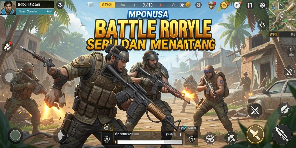 Tampilan gameplay seru dalam MPONUSA dengan aksi Battle Royale.