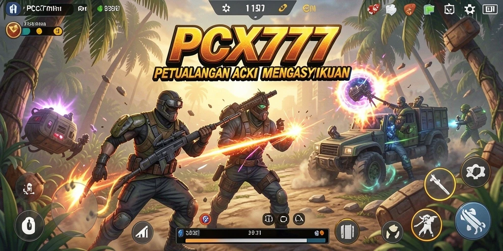 Tangkapan layar utama menampilkan aksi mendebarkan dalam PCX777.