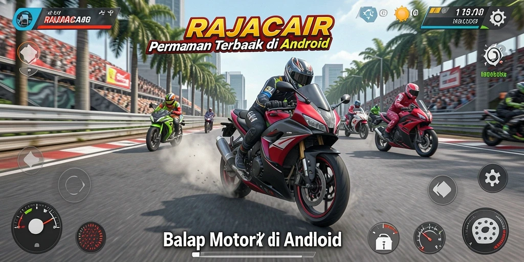 Tampilan gameplay menarik dari RAJACAIR yang penuh aksi balap motor.