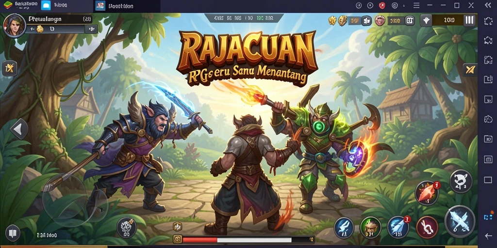 Tampilan gameplay RAJACUAN yang menakjubkan dan penuh aksi.