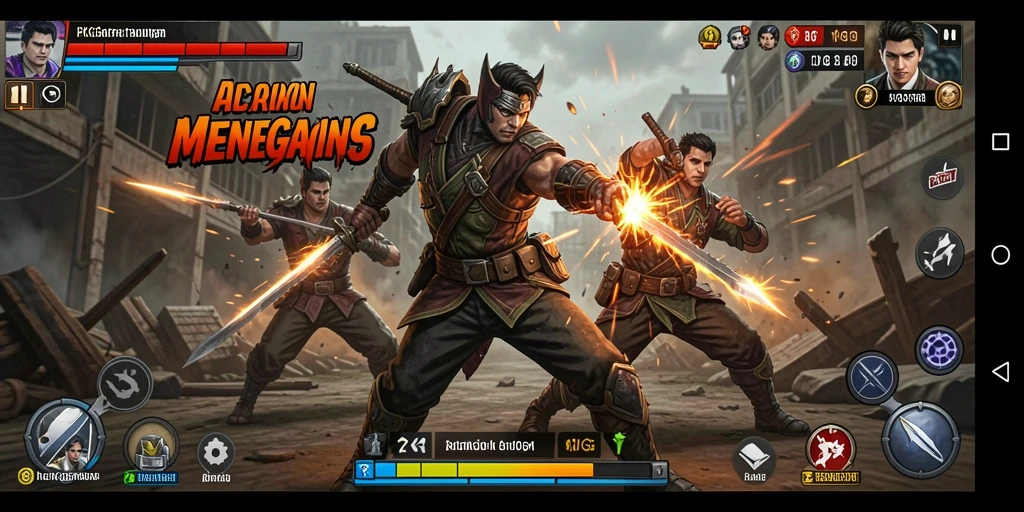 Screenshot gameplay RKGG menampilkan aksi seru dalam pertempuran yang intens.