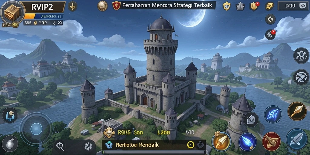 Screenshot menunjukkan aksi seru dalam permainan Tower Defense RVIP2.