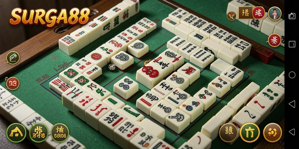 Screenshot SURGA88 menampilkan gameplay Mahjong yang mendebarkan dan visual yang memukau.