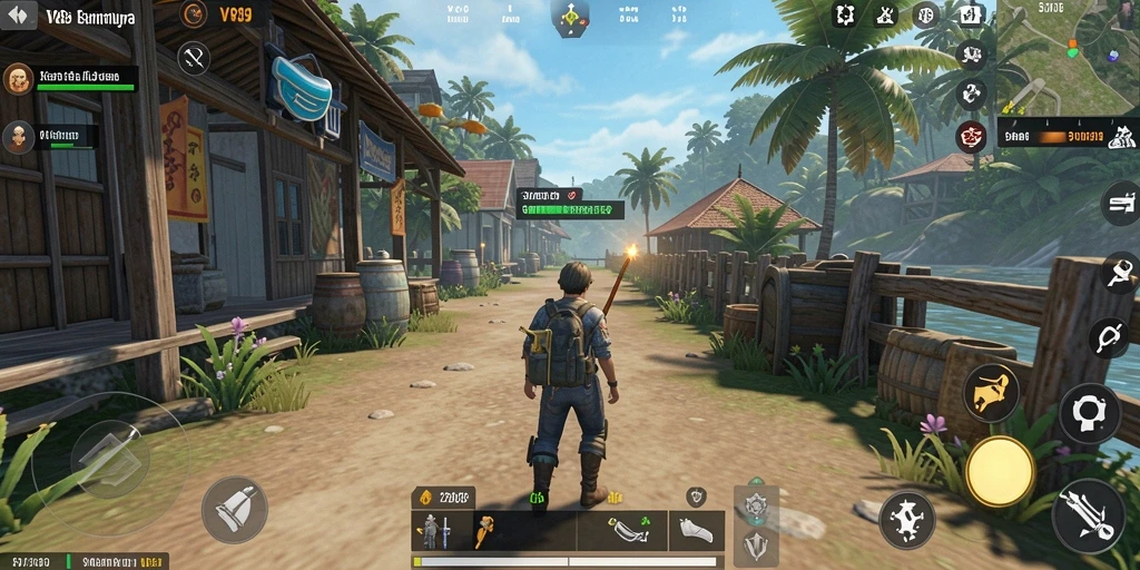 Screenshot gameplay V89 yang menampilkan dunia simulasi yang interaktif.