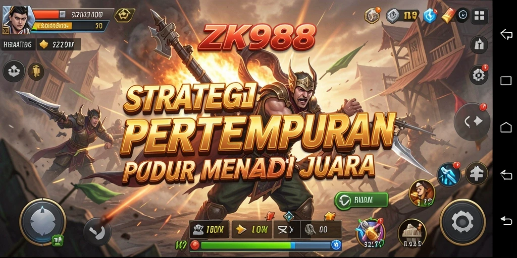 Screenshot dari gameplay ZK988 yang menunjukkan aksi pertempuran strategi.